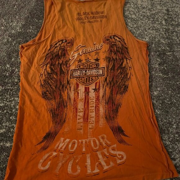 Harley-Davidson Orange Winged Muscle Tank - Picture 4 of 9